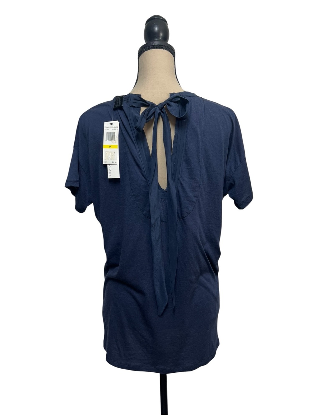 Calvin Klein Jeans Dark Blue Tie Back Dolman Tee Size Medium NWT - Picture 6 of 9